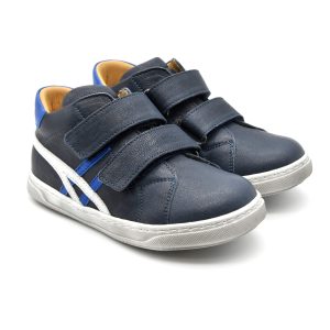 Zecchino D'oro, sneakers, velcro, pelle, made in Italy, blu scuro, azzurro, fronte