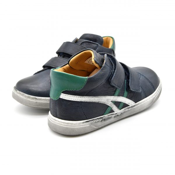 Zecchino D'oro, sneakers, velcro, pelle, made in Italy, blu scuro, verde, retro