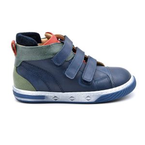 Zecchino D'oro, made in Italy, sneakers, pelle, velcro, blu, verde, rosso, profilo