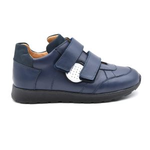 Zecchino D'oro, made in Italy, sneakers, pelle, velcro, blu, profilo