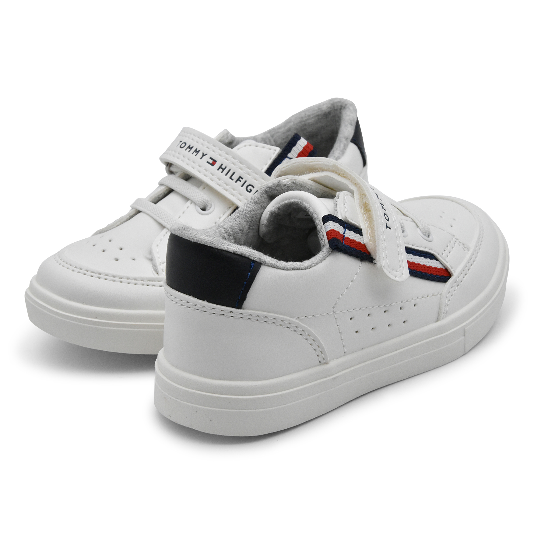Tommy Hilfiger, sneakers, lacci elasticizzati, velcro, bianco, fascetta Hilf, retro
