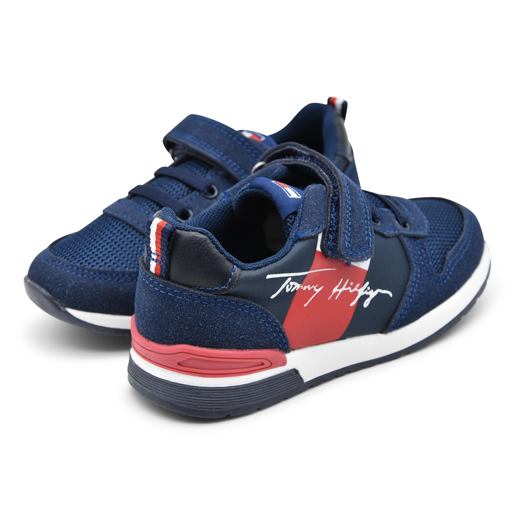 Tommy Hilfiger, sneakers, lacci elasticizzati, velcro, rosso, blu, retro