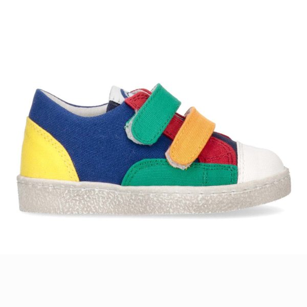 Walkey, sneakers, made in Italy, tessuto, canvas, blu, rosso, verde, arancio, velcro, profilo