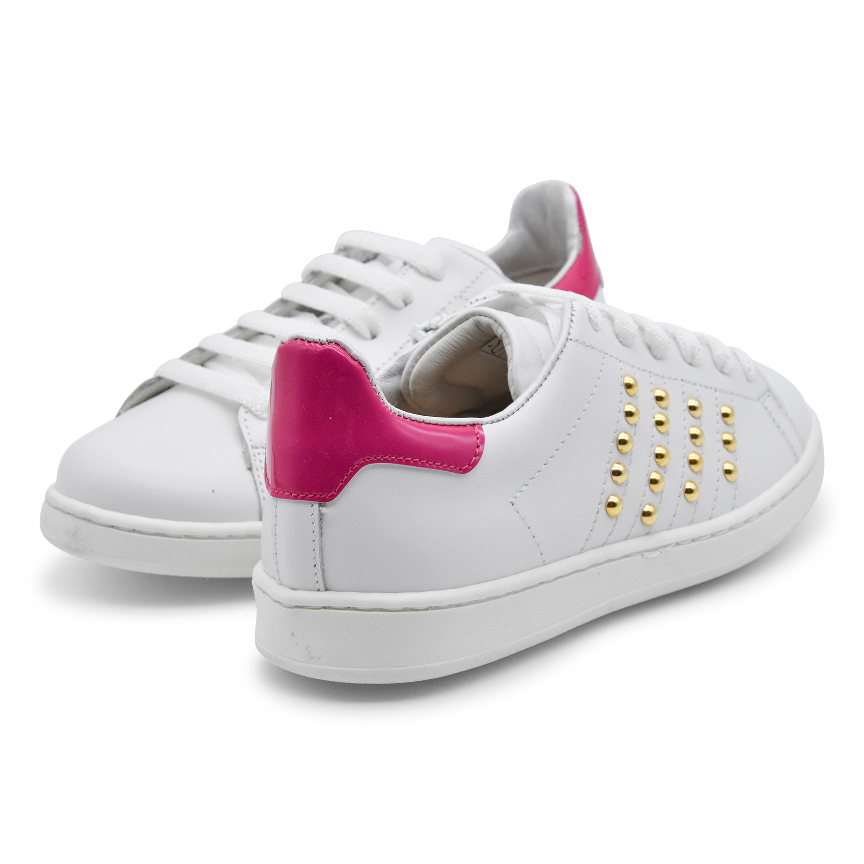 Zecchino D'oro sneakers, made in Italy, pelle, lacci, zip, rosa, fucsia, fuxia, bianco, oro, retro