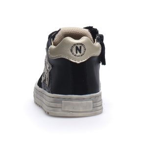 Naturino, sneakers, Hess High, pelle, nabuk, nero, oro, retro