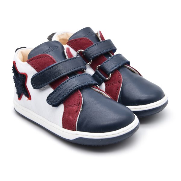Walkey, made in Italy, sneakers, velcro, pelle, blu, bianco, rosso, fronte
