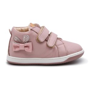 Walkey, made in Italy, sneakers, velcro, pelle, rosa, fiocco, profilo