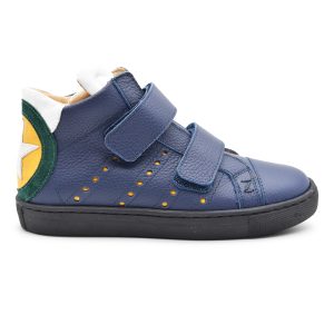 Zecchino D'oro, made in Italy, sneakers alta, pelle, blu, velcro, profilo