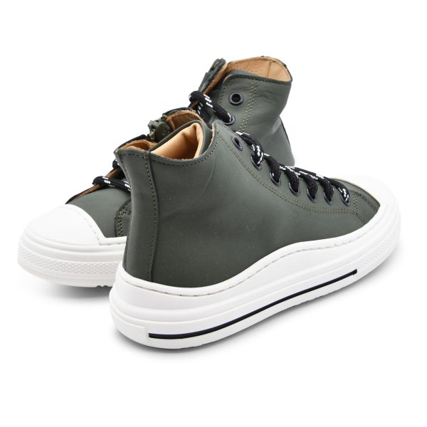 Zecchino D'oro, made in Italy, sneakers alta, pelle, verde, lacci zip, retro