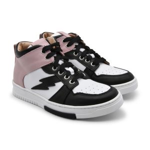 Dianetti Casual, Galatea, sneakers, made in italy, pelle, lacci e zip, bnero rosa bianco, fronte