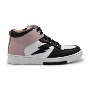 Dianetti Casual, Galatea, sneakers, made in italy, pelle, lacci e zip, bnero rosa bianco, profilo